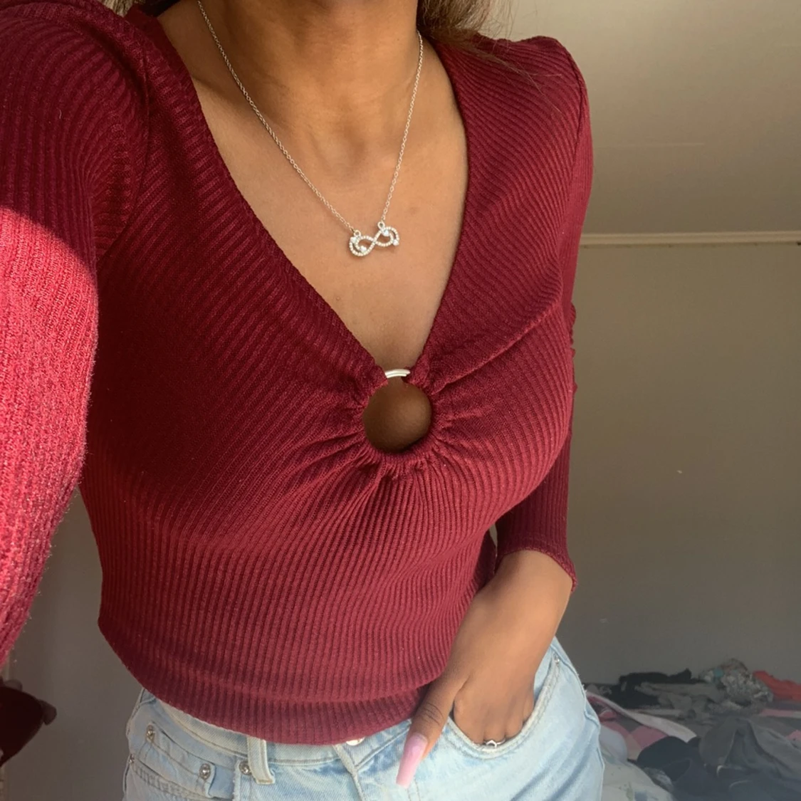 Vinröd topp Xs - 90