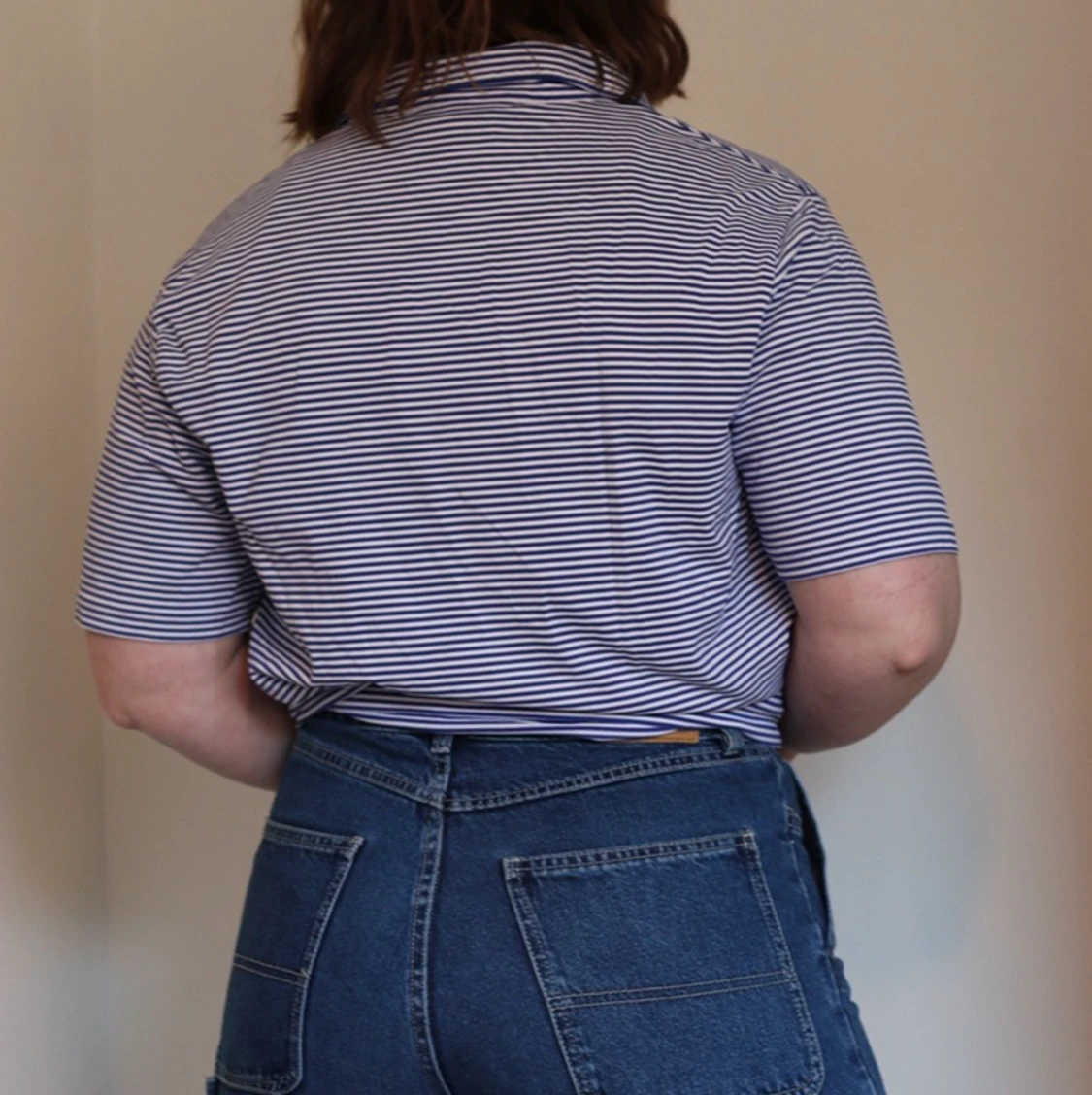 Randig oversized tröja med krage - 90