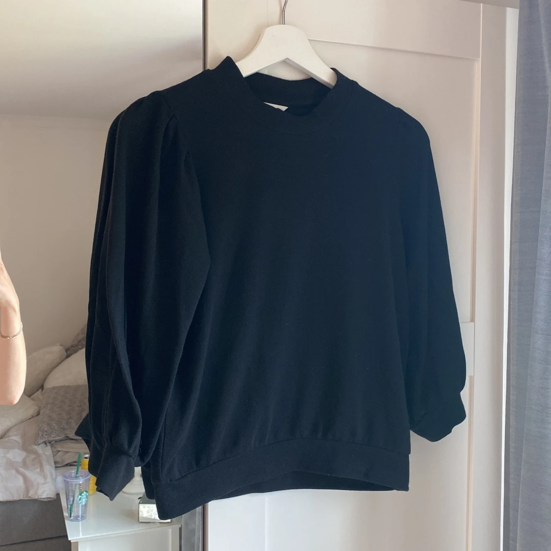 Svart bomulls topp - 90