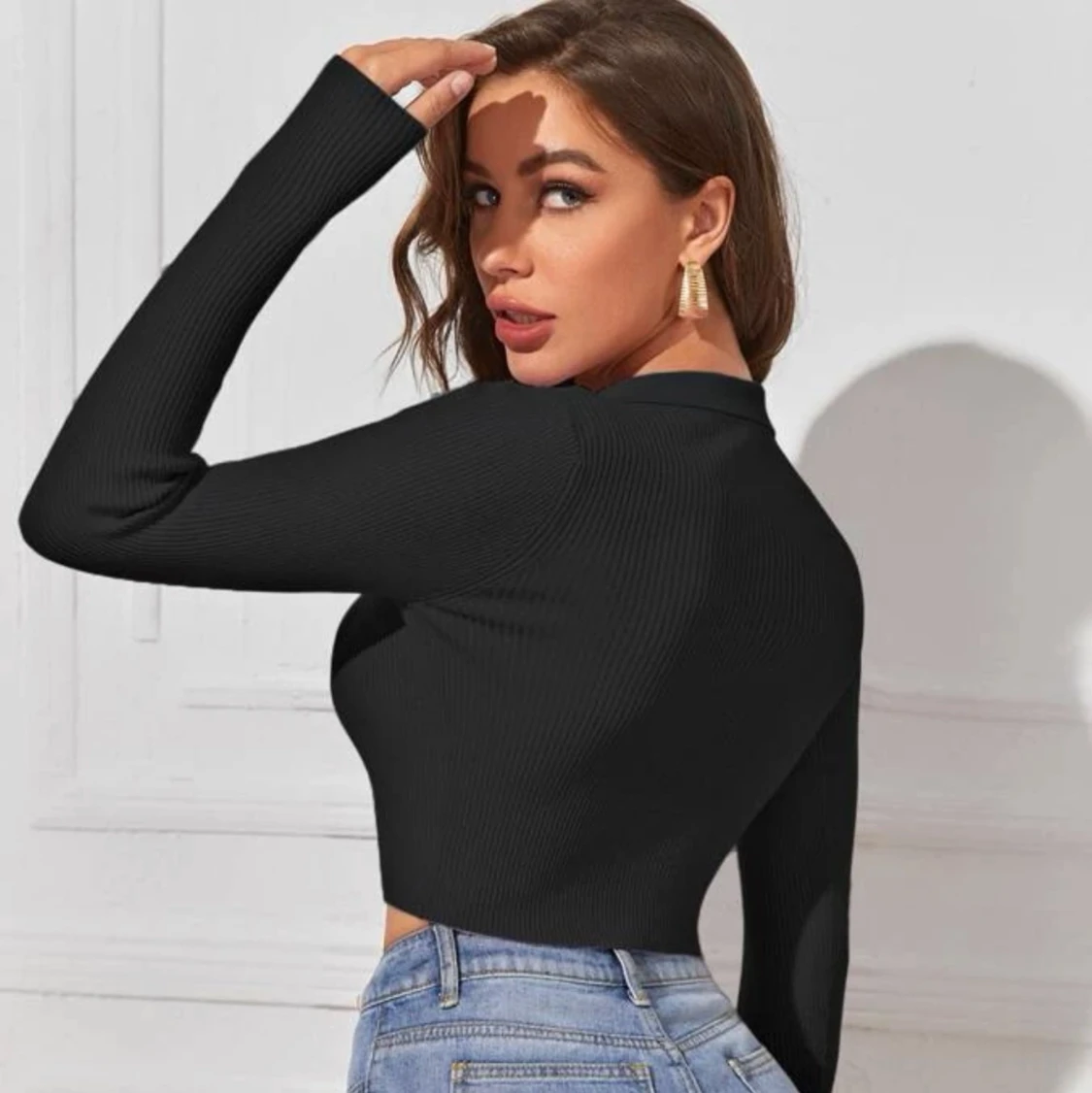 Svart tröja med krage  - 90