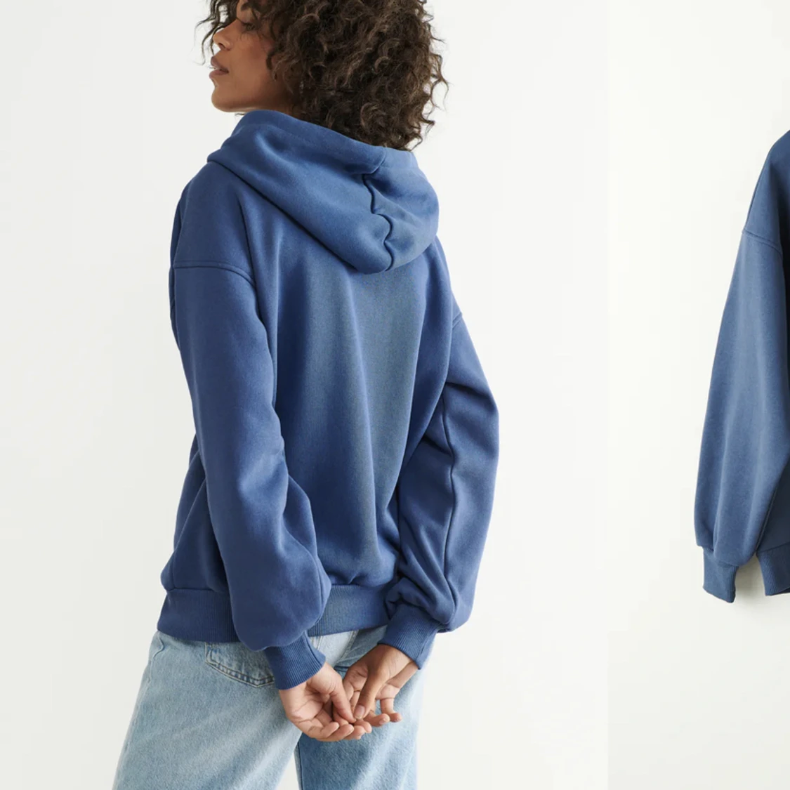 Blå oversized zip hoodie  - 91