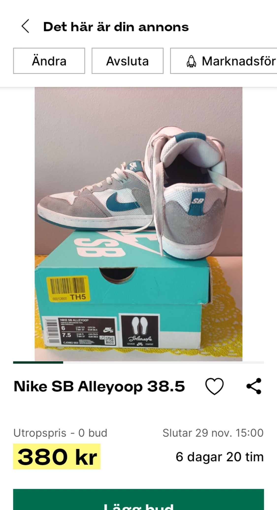 NIKE SB ALLEYOOP 38.5 