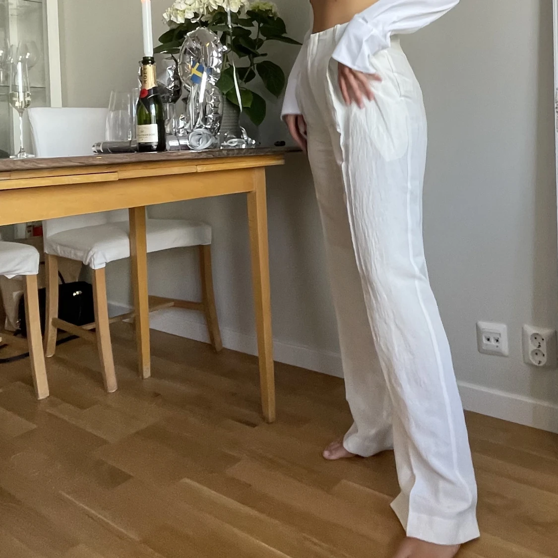 Linnebyxor off-white  - 91