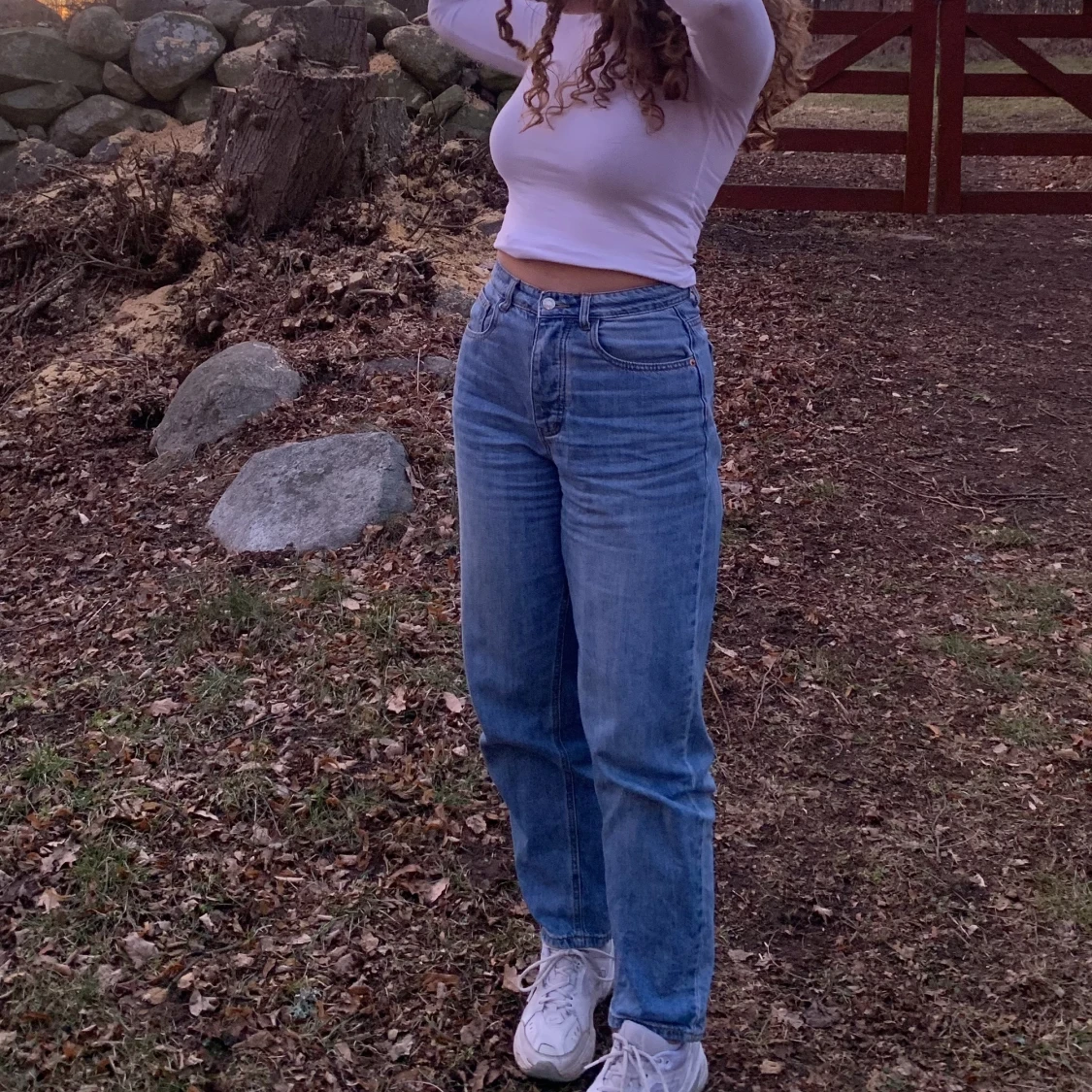 Högmidjade boyfriend jeans - 91