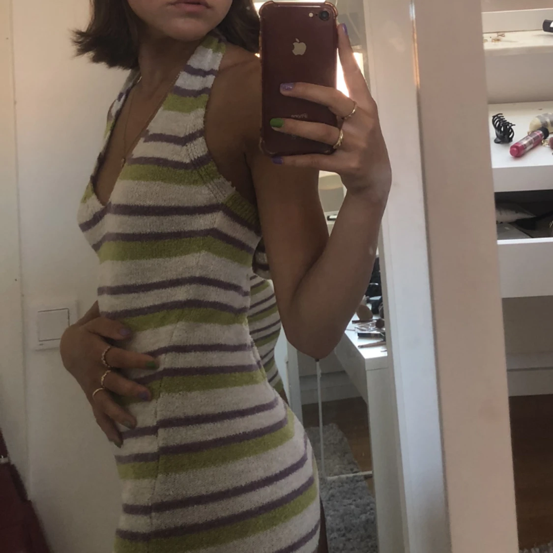 Randig tajt klänning - 90