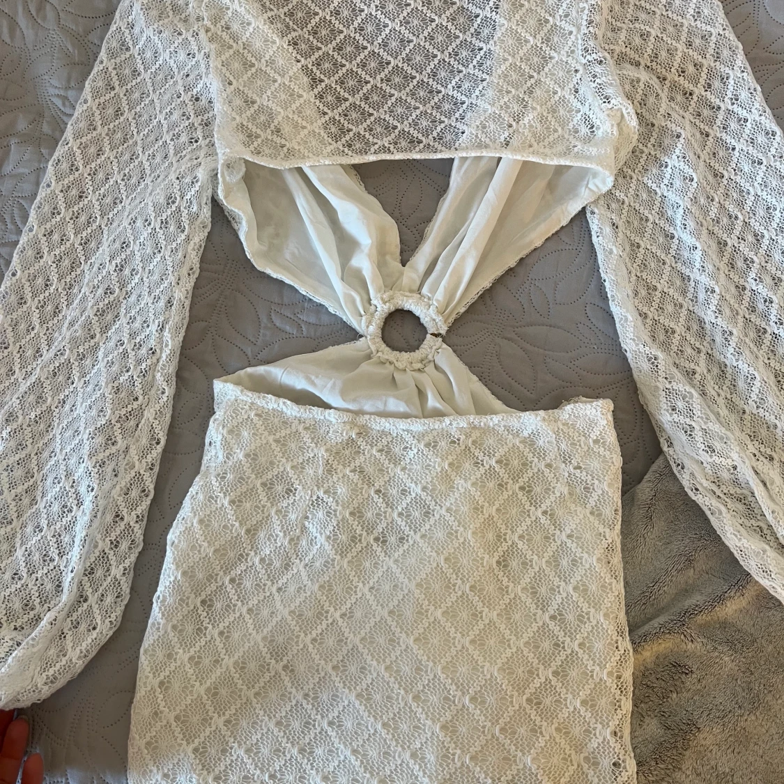 Vit stickad klänning  - 90