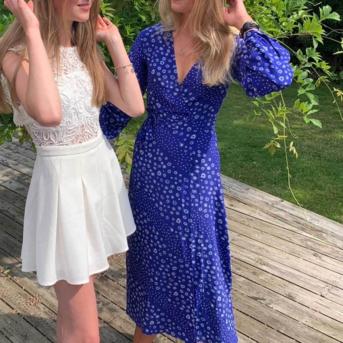 Blå klänning H&M trend XS