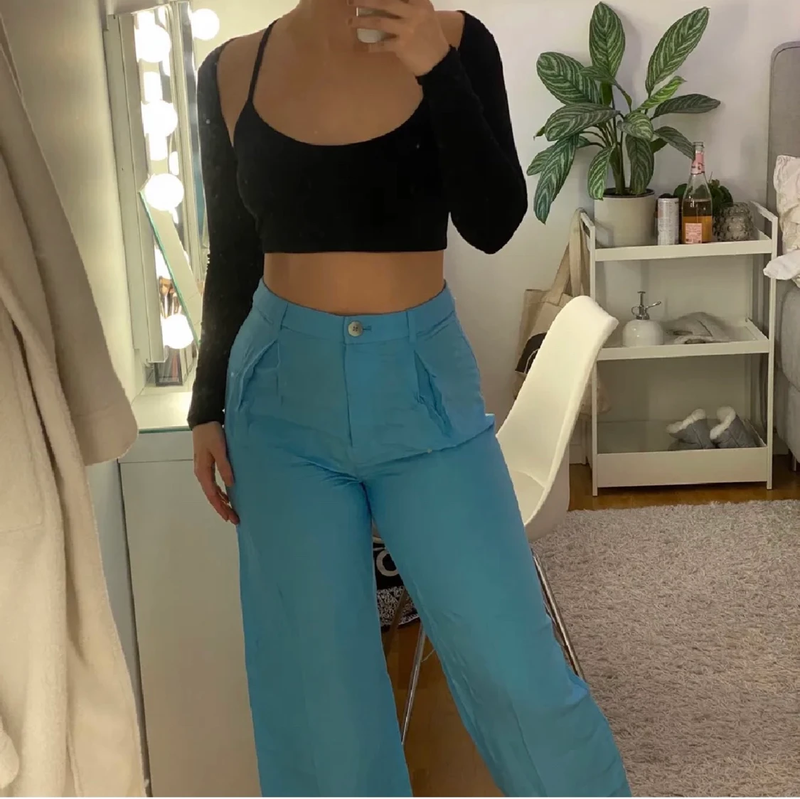 Blåa linne byxor - 90