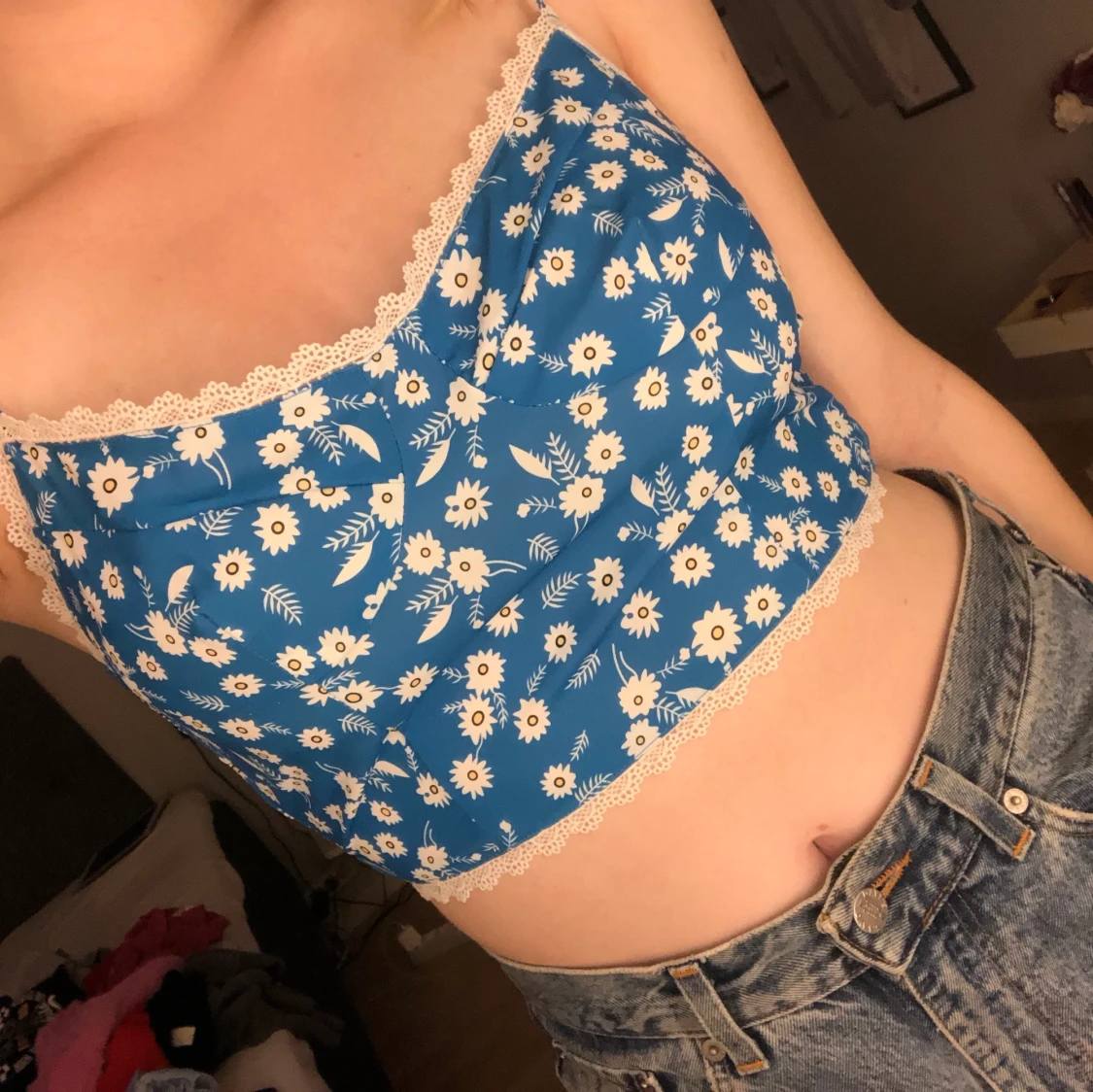 Blommig y2k topp - 90