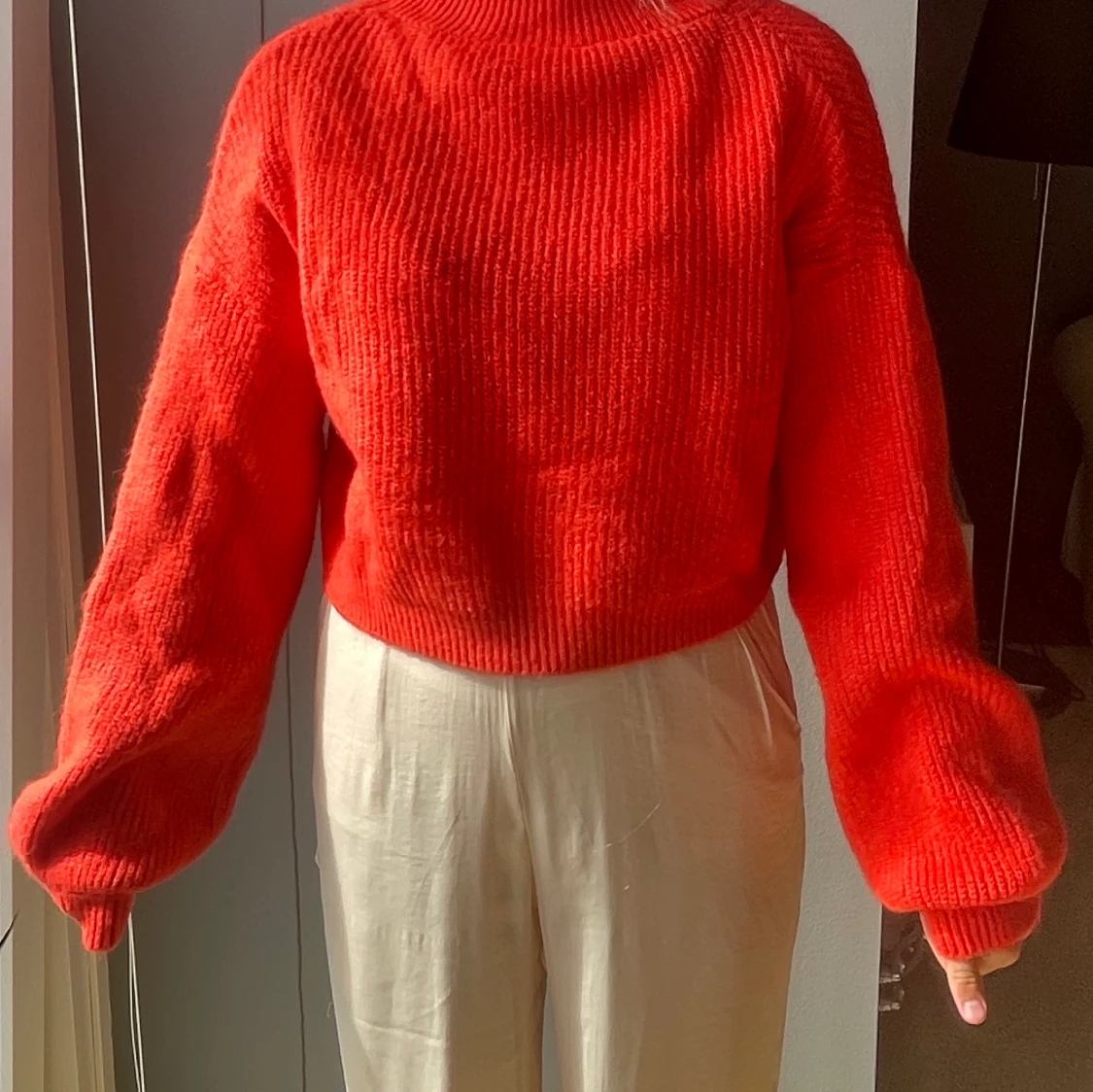 röd stickad tröja  - 90