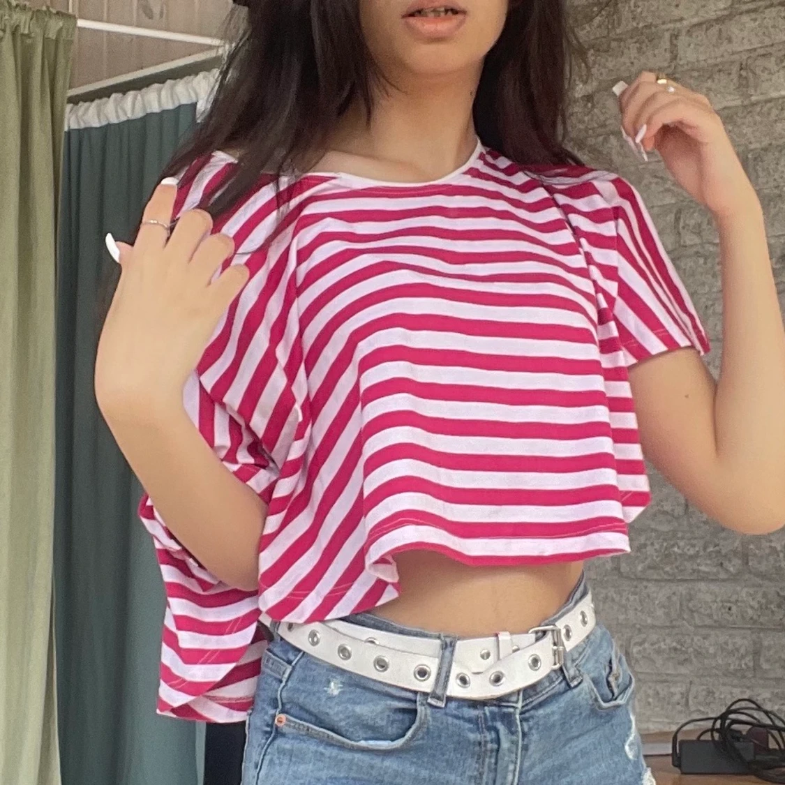 Striped pink white shirt - 90