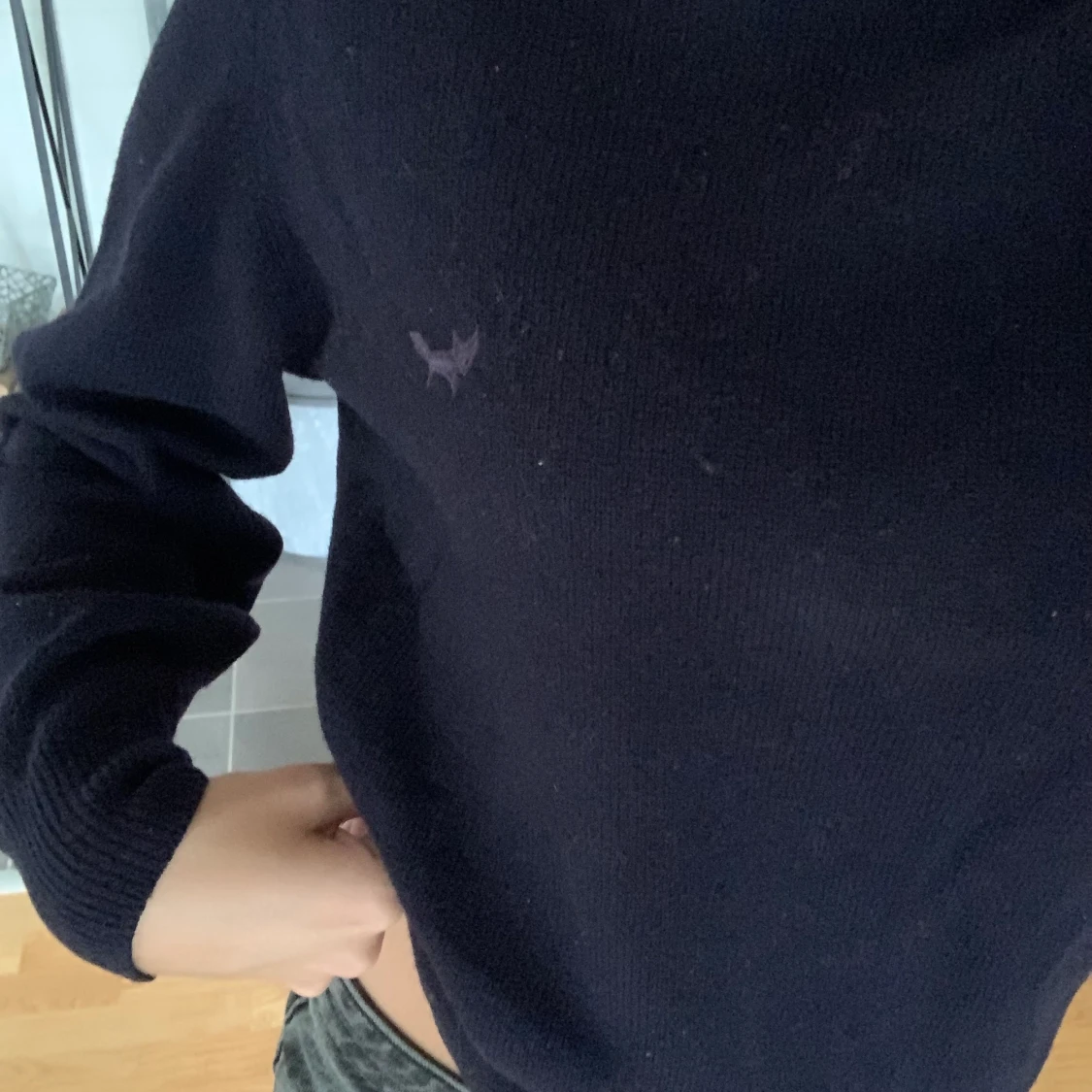 marinblå ull tröja - 91