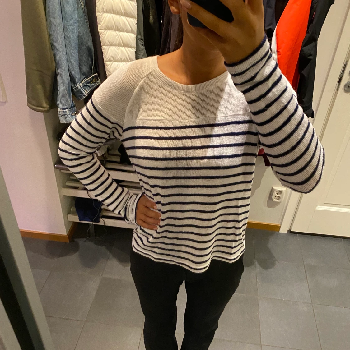 Stickad randig tröja - 90