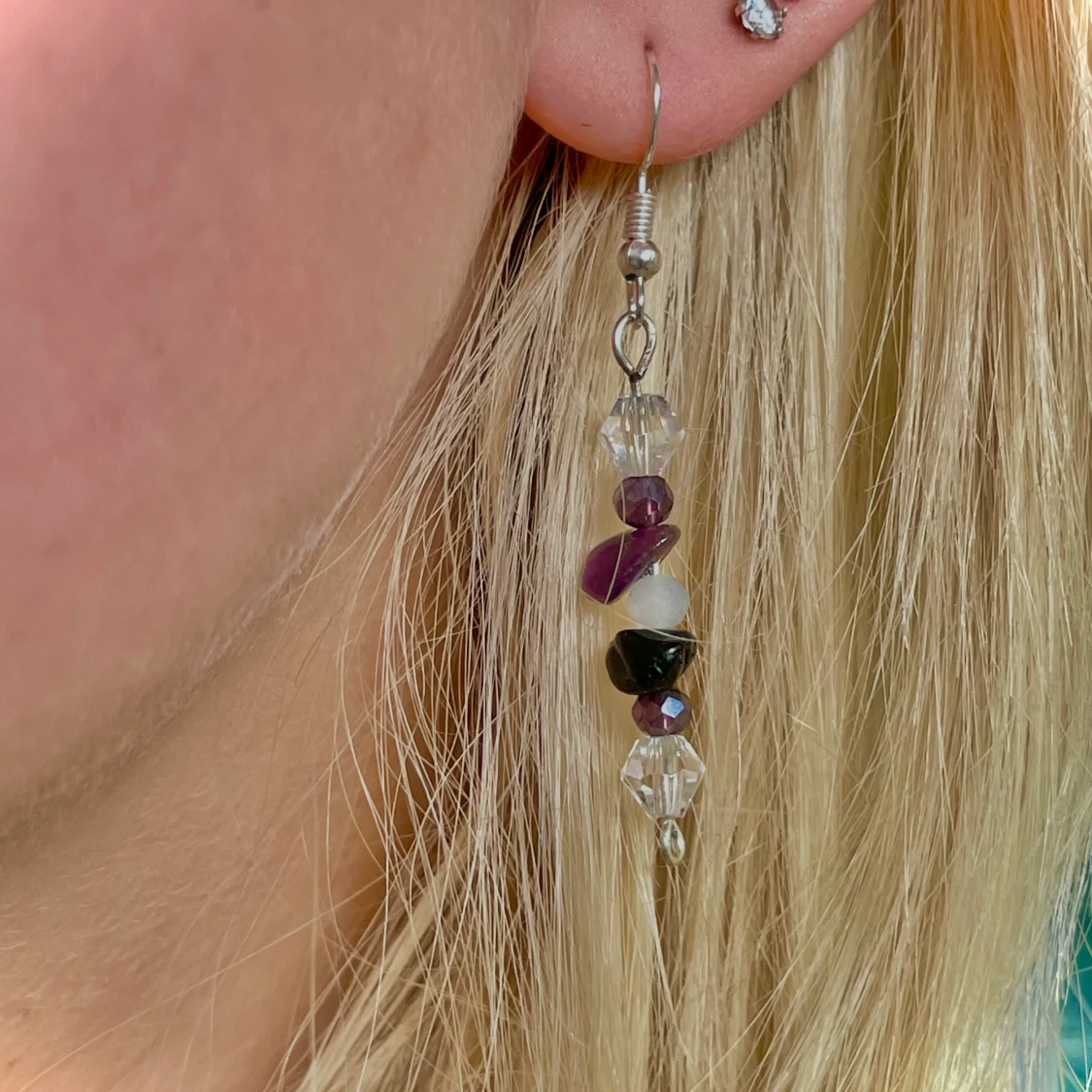 Ametist och obsidian örhängen av sterling silver  - 90