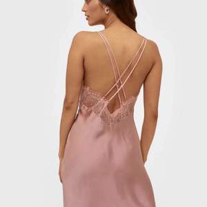 Cute pink satin dress laced nugat gown