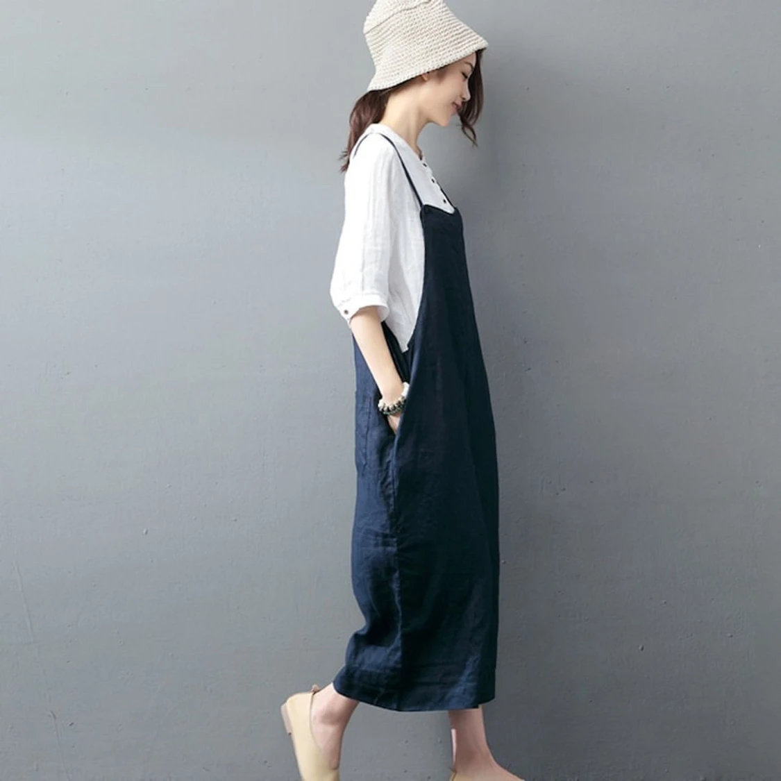 Jumpsuit/byxdress i linne - 90