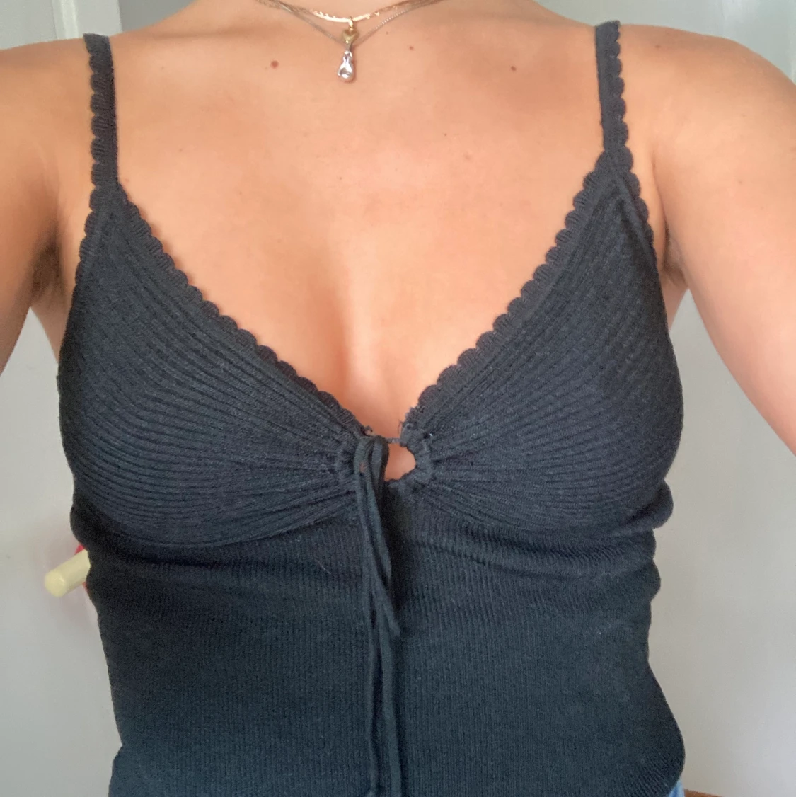 Svart fin stickat linne - 91