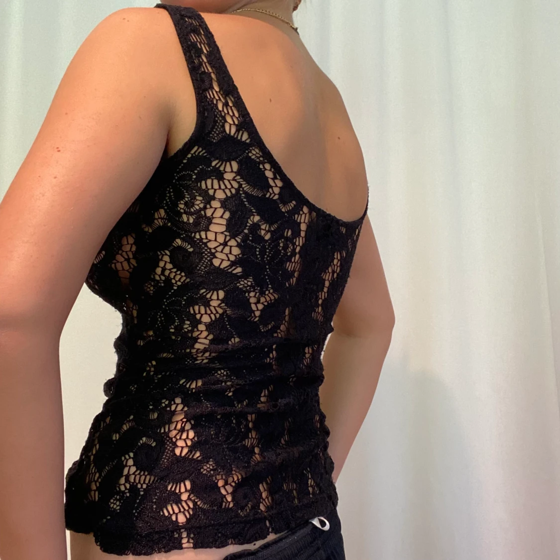 Svart spets linne - 90