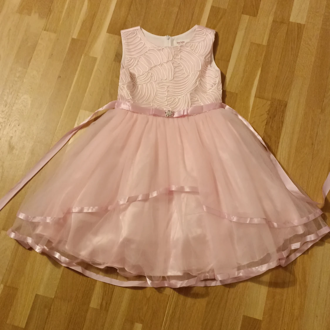 Girls Dress Flower pink belted