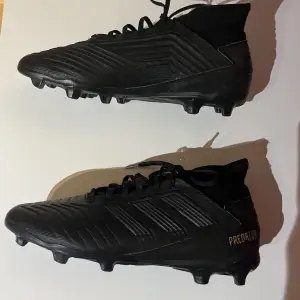 Använda Svarta Adidas Preditor Fotbollsskor. Storlek 42 Och lite slitna men inga hål eller större skador, annars väldigt bra skor 