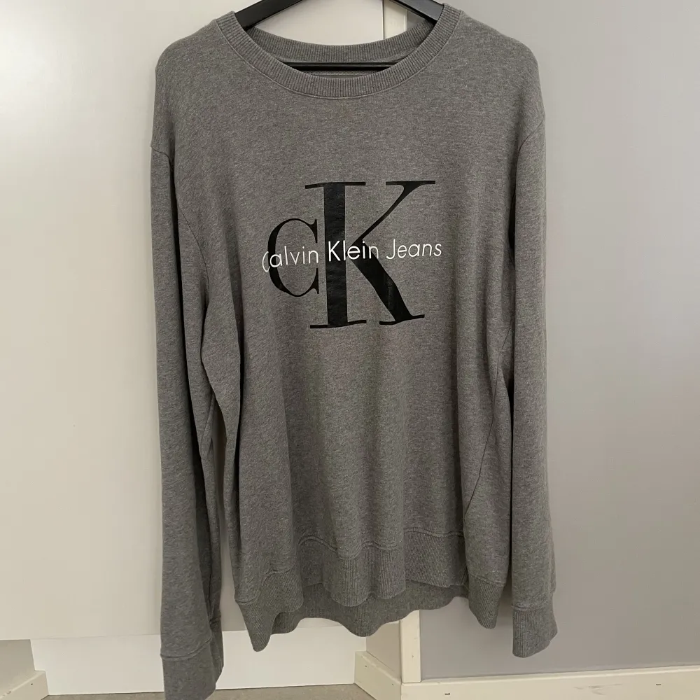 Grå Calvin Klein sweatshirt i bra skick. Storlek XL. Hoodies.