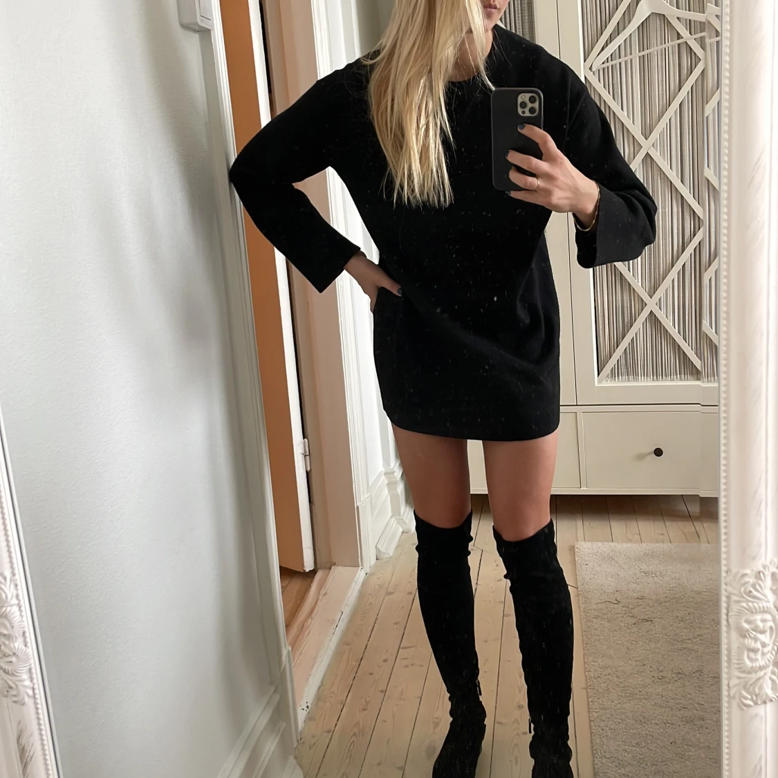 Finstickad Kashmir klänning/ oversize tröja🖤