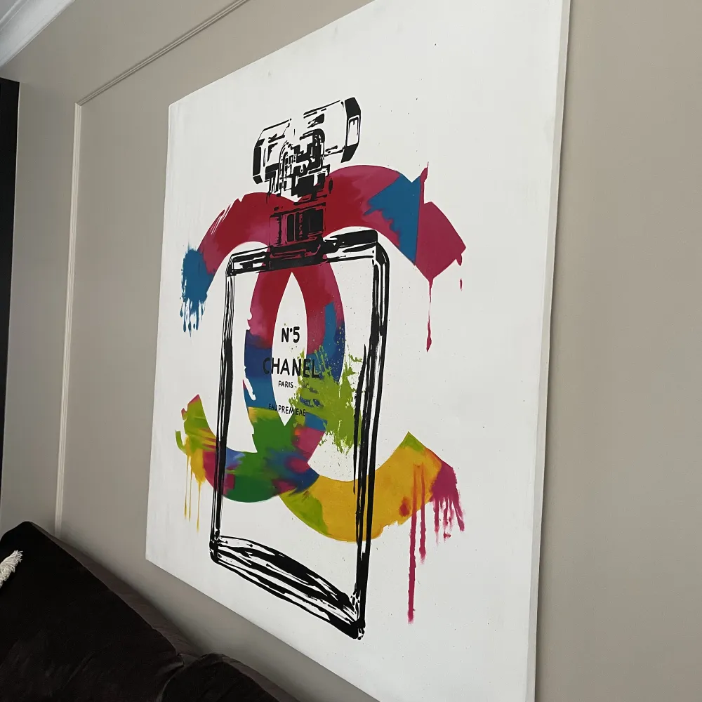 Chanel canvas tavla handmålad oljemålning 100x100 cm. Övrigt.
