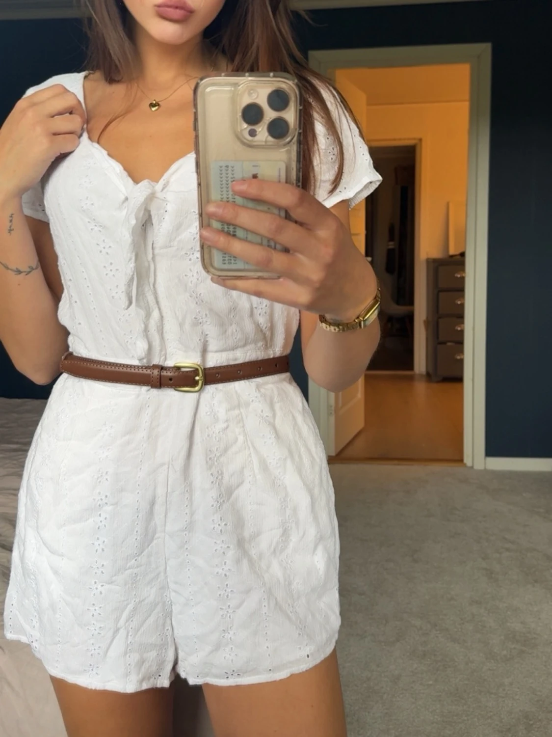 Vit broderad jumpsuit  - 2