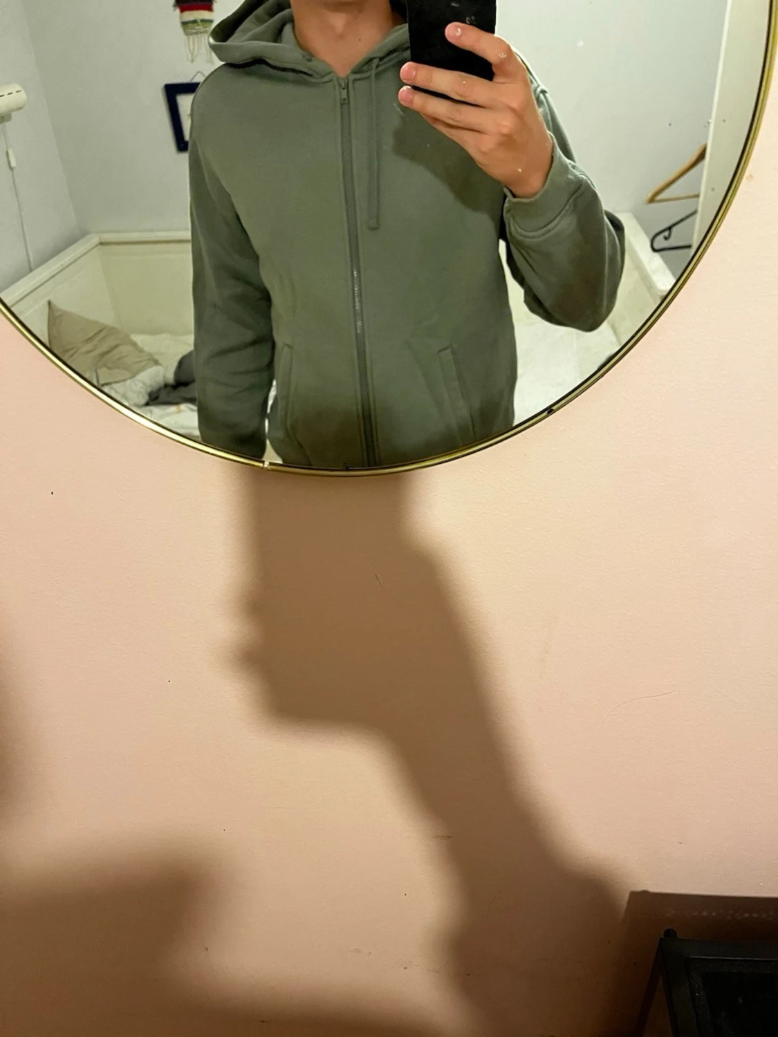 Olivgrön hoodie med dragkedja - 1