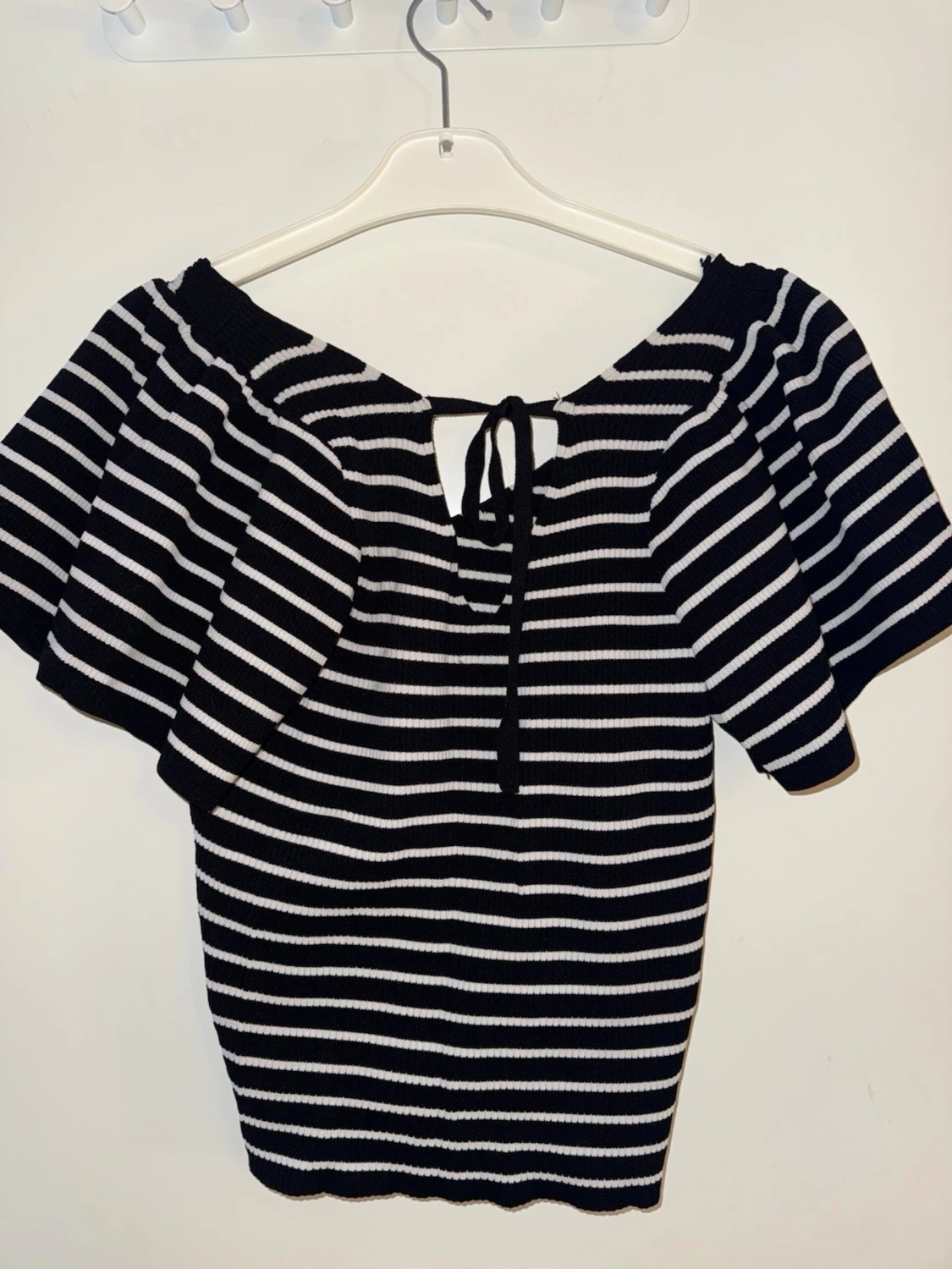 ONLY Randig offshoulder topp svart/vit - 2