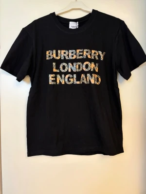 Svart t-shirt med tryck på - Svart t-shirt med tryck på. Ljuset gjorde att bilden ser ljusare ut på andra bilden, men den är helsvart. Lapp kvar, så aldrig använd.