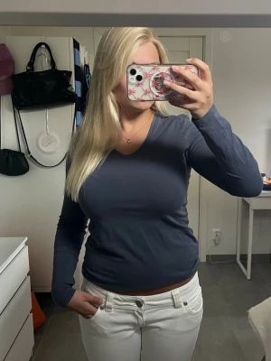 Långärmad topp - Blå/grå långärmad topp/tröja💕