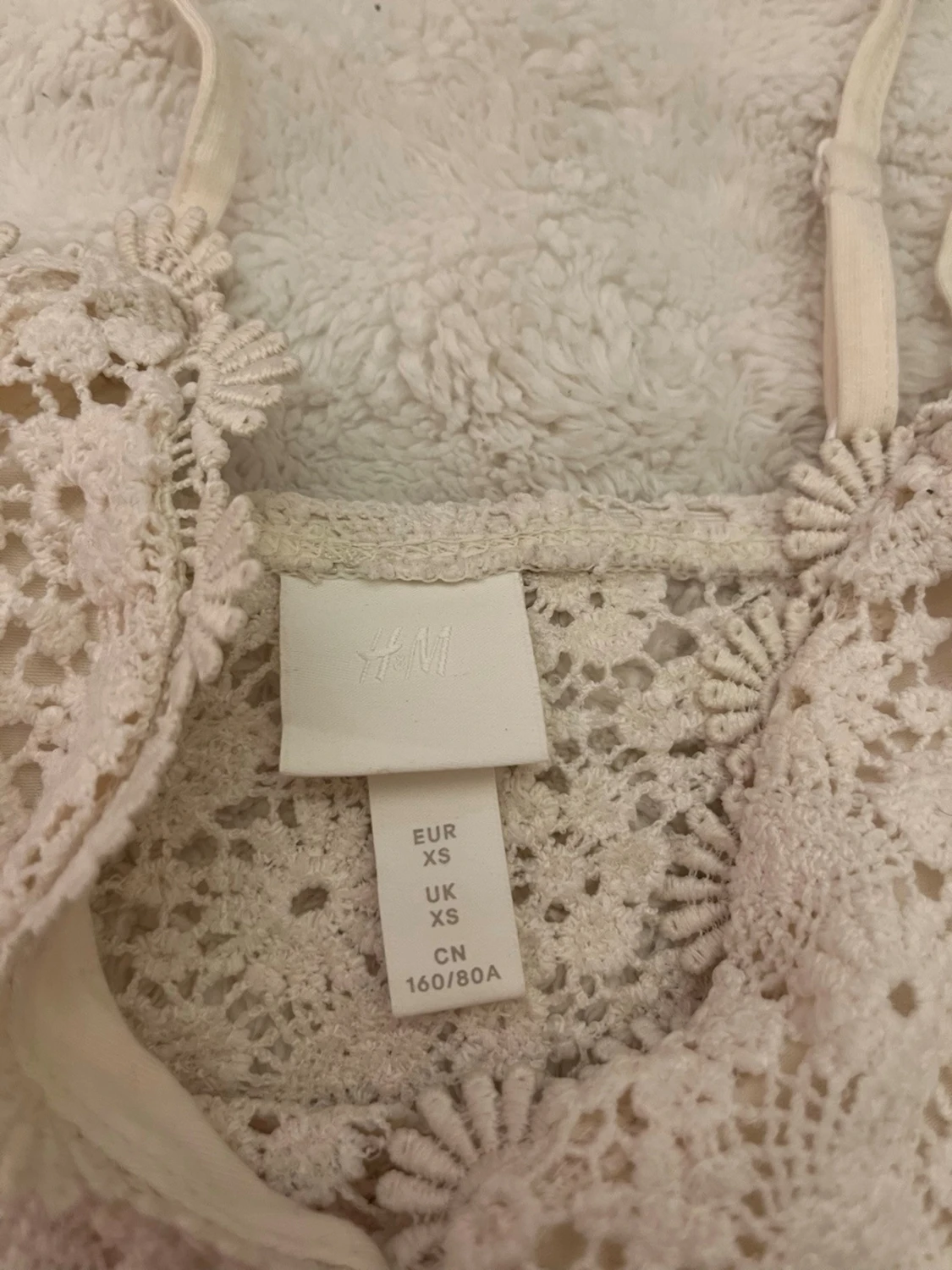Krämvit spetsbody från H&M XS - 1