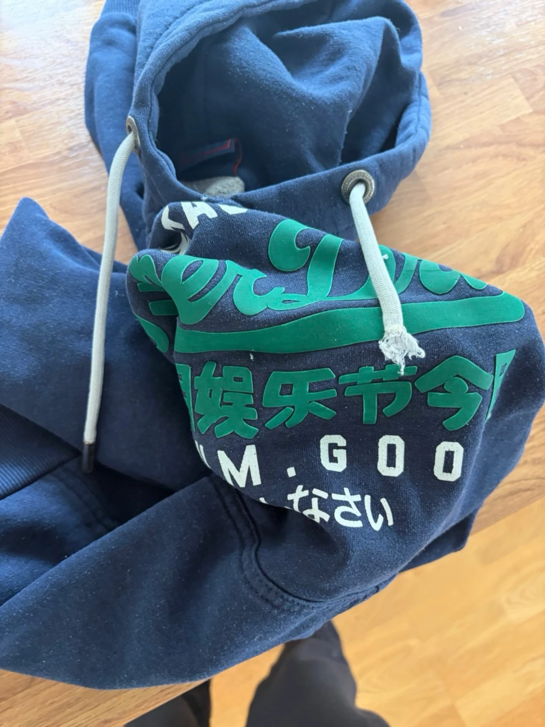 Blå Superdry hoodie med tryck - 1