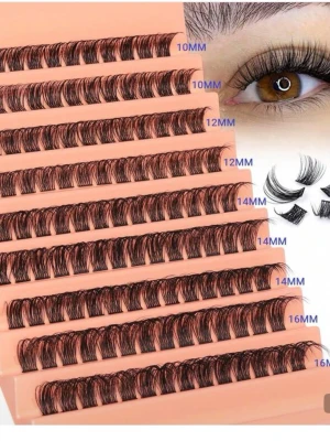 Mixade lösögonfransar i olika längder - Ett set med mixade lösögonfransar i längder från 10 mm till 16 mm. Fransarna är svarta med en lätt brun ton och har en böjd form för ett naturligt men fylligt resultat. Perfekta för att skapa volym och längd. Tillverkade av syntetiskt material.