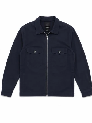  overshirt med dragkedja  - Stilren mörkblå overshirt med rak passform, två bröstfickor med lock och knapp samt hel dragkedja framtill. Klassisk krage och långa ärmar med knapp vid ärmslut. Tillverkad i ett mjukt bomullstyg som känns bekvämt och lätt att matcha.