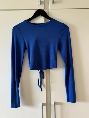 Blå långärmad topp med knytning i ryggen  - En blå topp med superfin knytdetalj i bak💙använts ett fåtal gånger. 