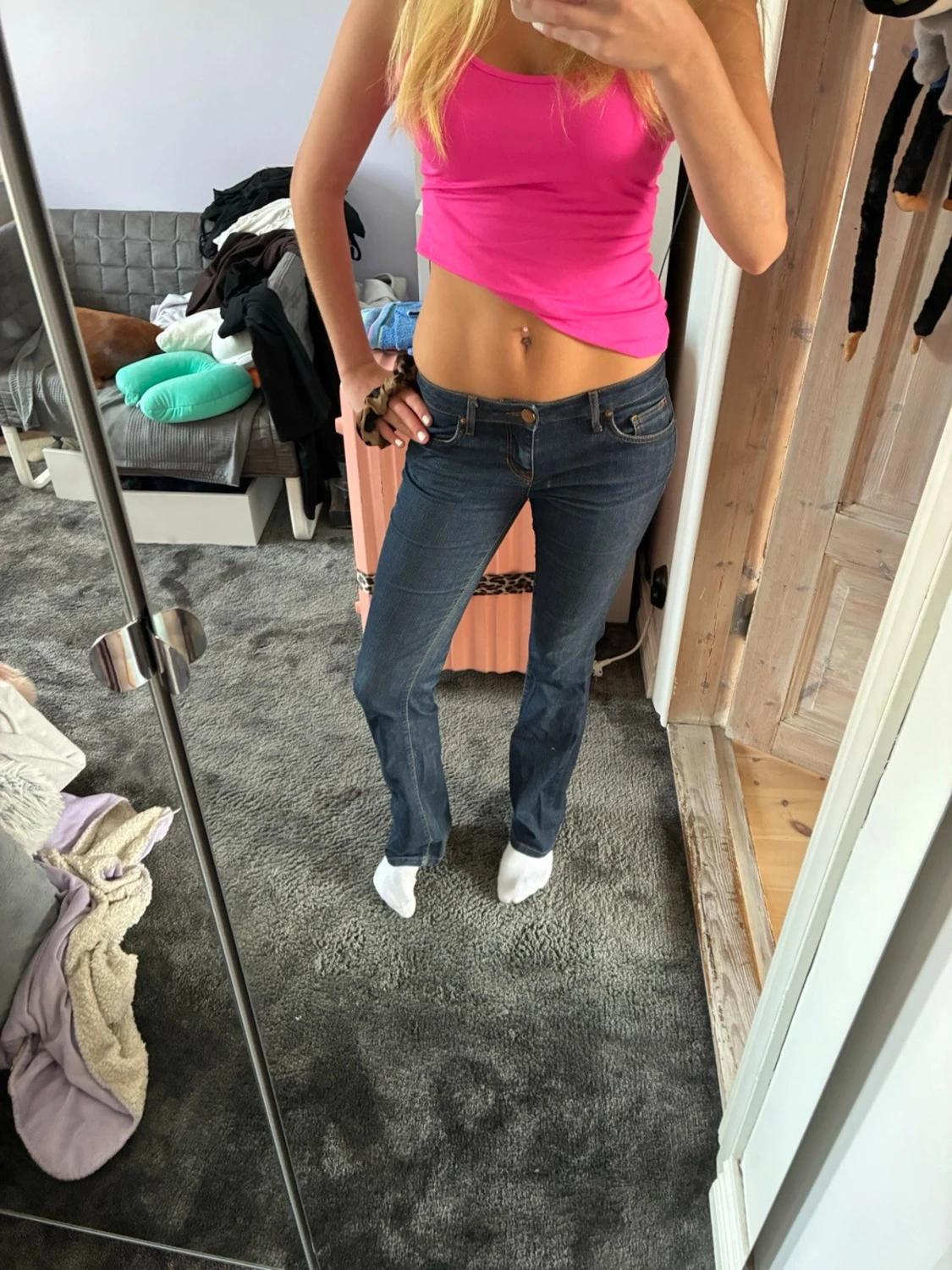 Mörkblå bootcut jeans