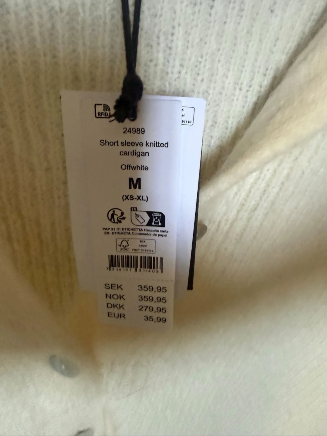Offwhite stickad kortärmad kofta Gina Tricot - 2