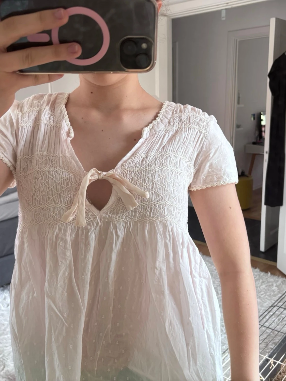 Vit Odd Molly blus med rosett - 2