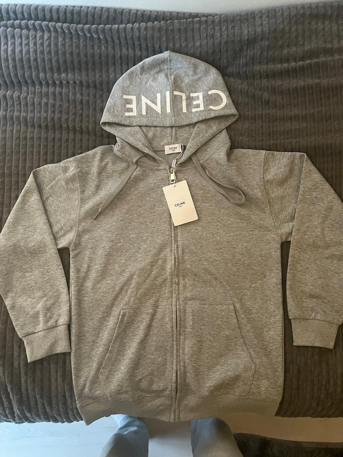 Grå zip hoodie från CELINE