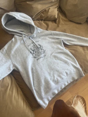 Grå snygg  hoodie från bvaldi - En grå hoodie med vitt tryck som är skön och passar till massa väldigt najs till hösten också!