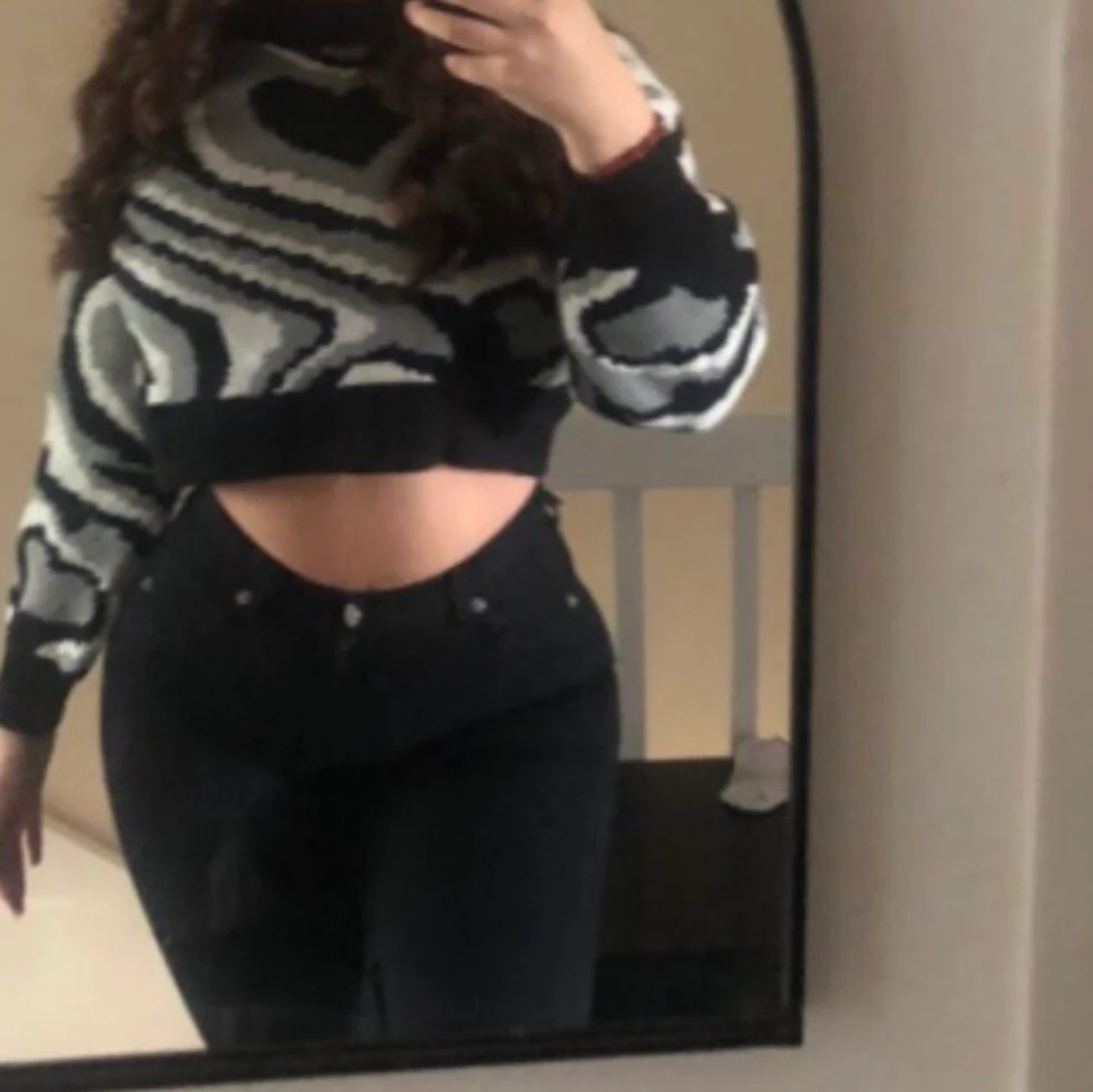 Multifärgad kroppad tjocktröja 