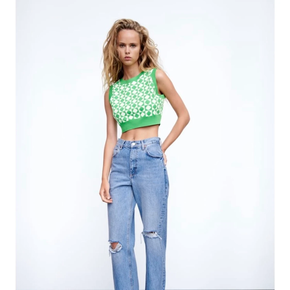 Grön zara topp - 90