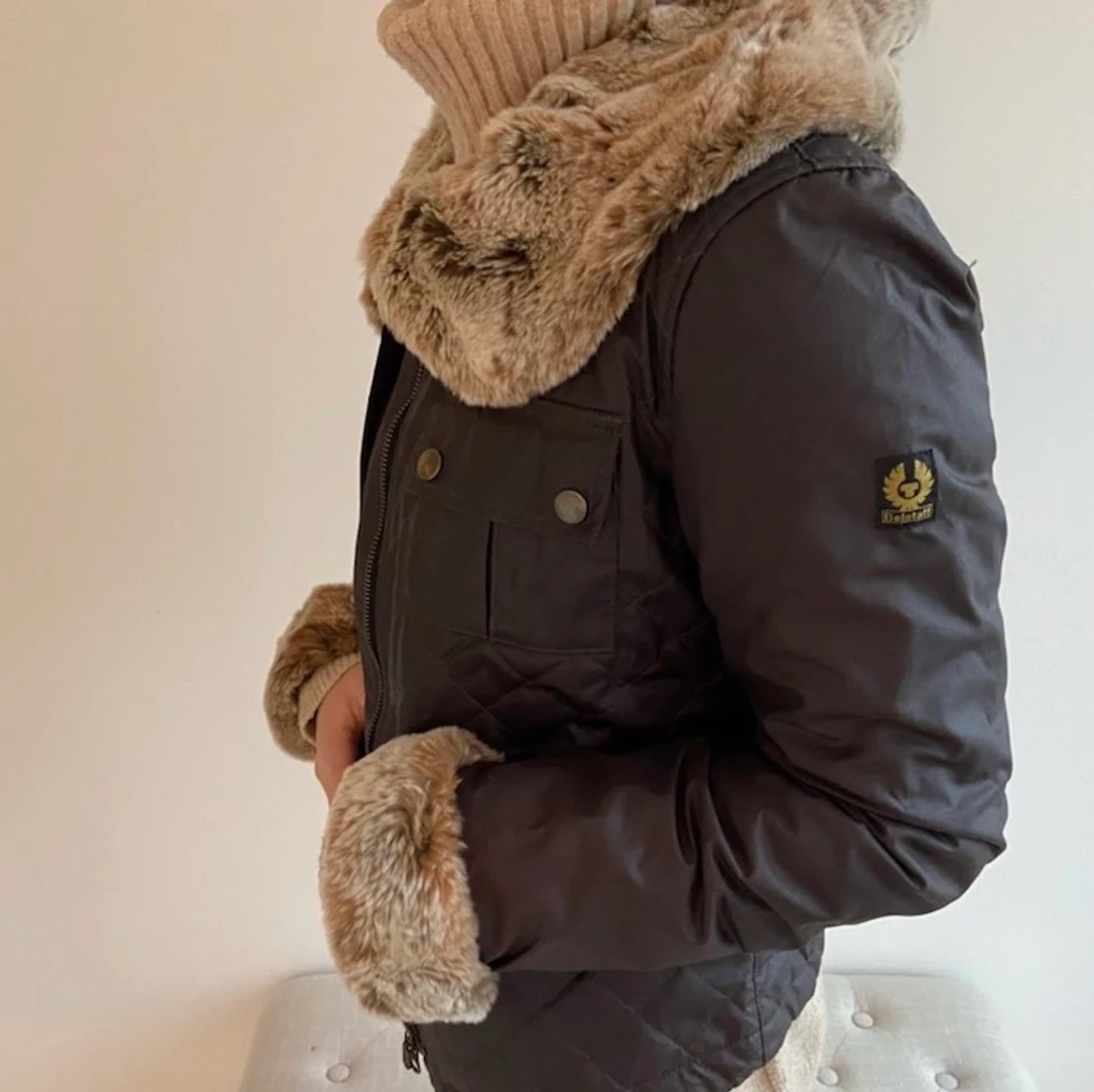 Skinnjacka med päls - 90