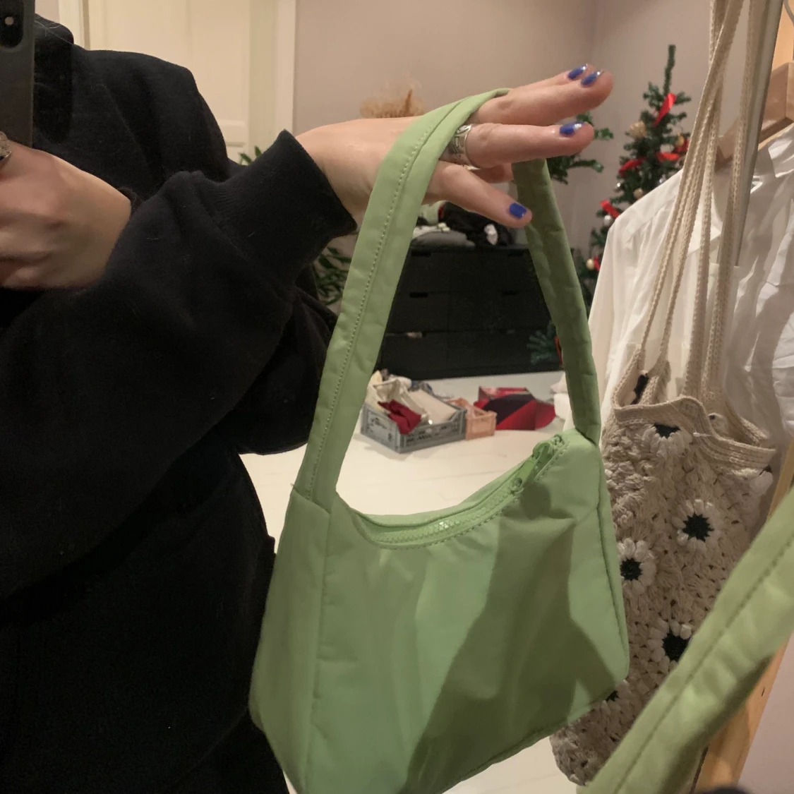 Grön baguette väska  - 90