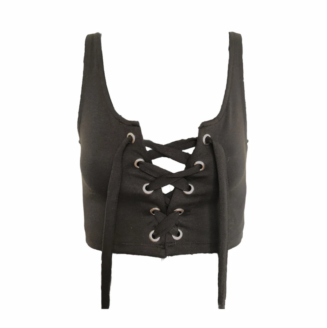 Svart croptop med snörning 