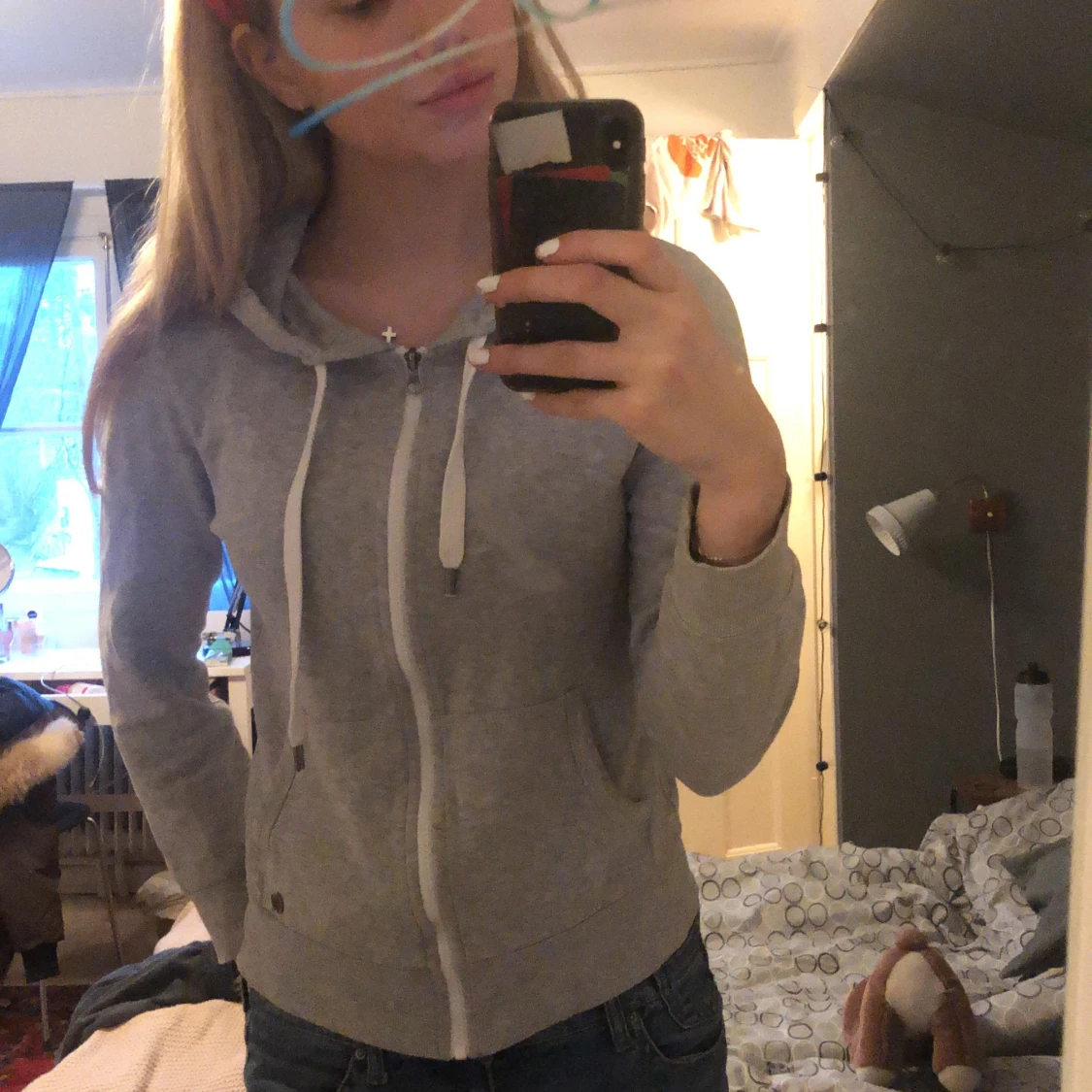 Snygg grå hoodie - 90