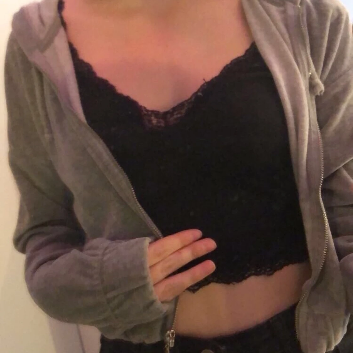 Grå zip-up kofta/hoodie