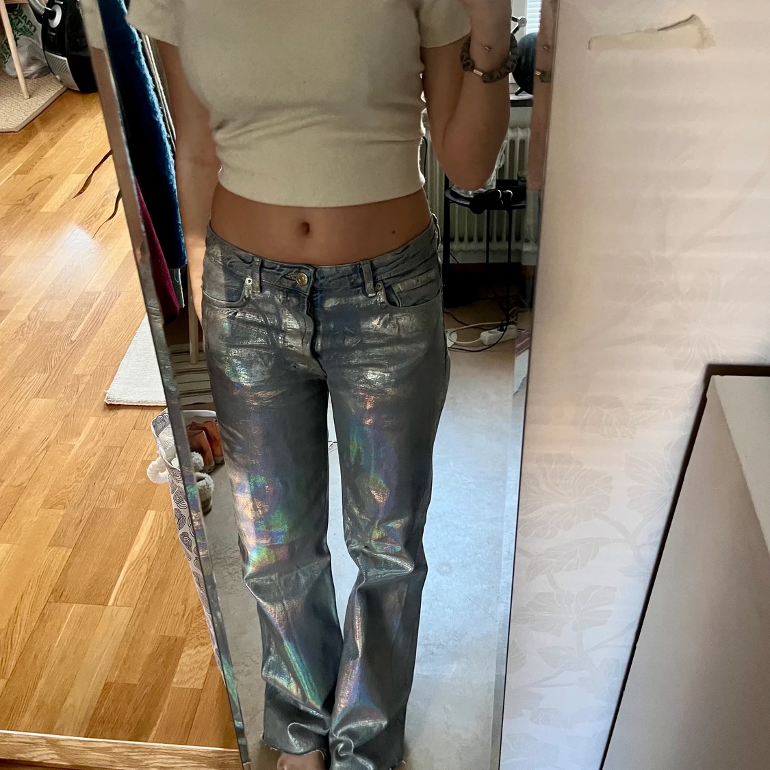 Holographic Zara jeans